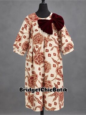 White & Red Floral with Velvet Bow